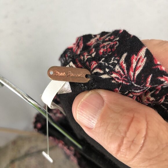 Free People Maxi Dress Womens Large Blue Pink Floral Boho Ruffle Cottage Core - Picture 9 of 16